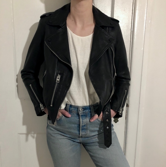 All Saints Balfern Leather Biker Jacket - Picture 7 of 13